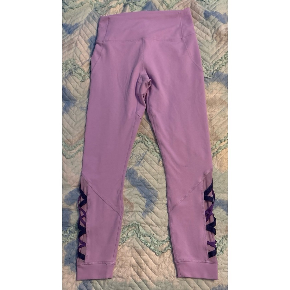 Fabletics PowerHold‎ Lilac Lace Up 7/8 Athletic Leggings Yoga Pants, Small